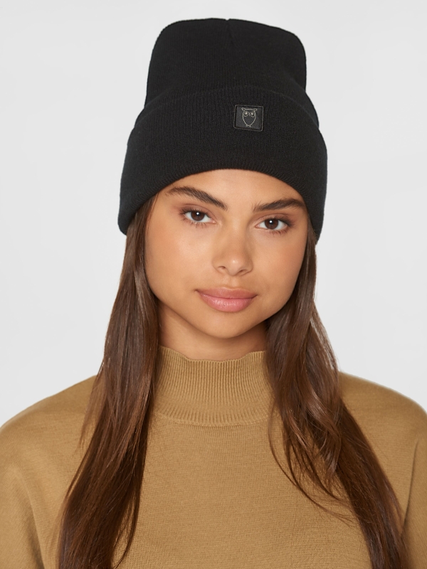 Double layer wool beanie - black jet